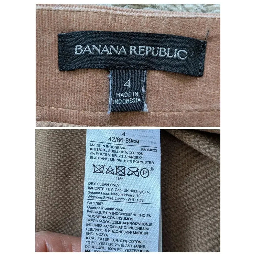 Banana Republic Corduroy Wrap Skirt Womens 4 Brown Twee 70S Academia Preppy